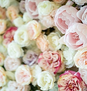 Colorful assorted floral wall decoration.