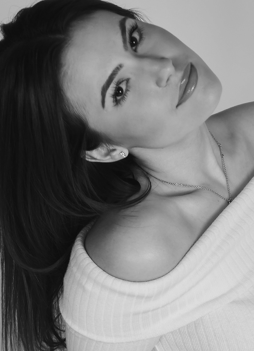 Portrait of a woman in black and white.