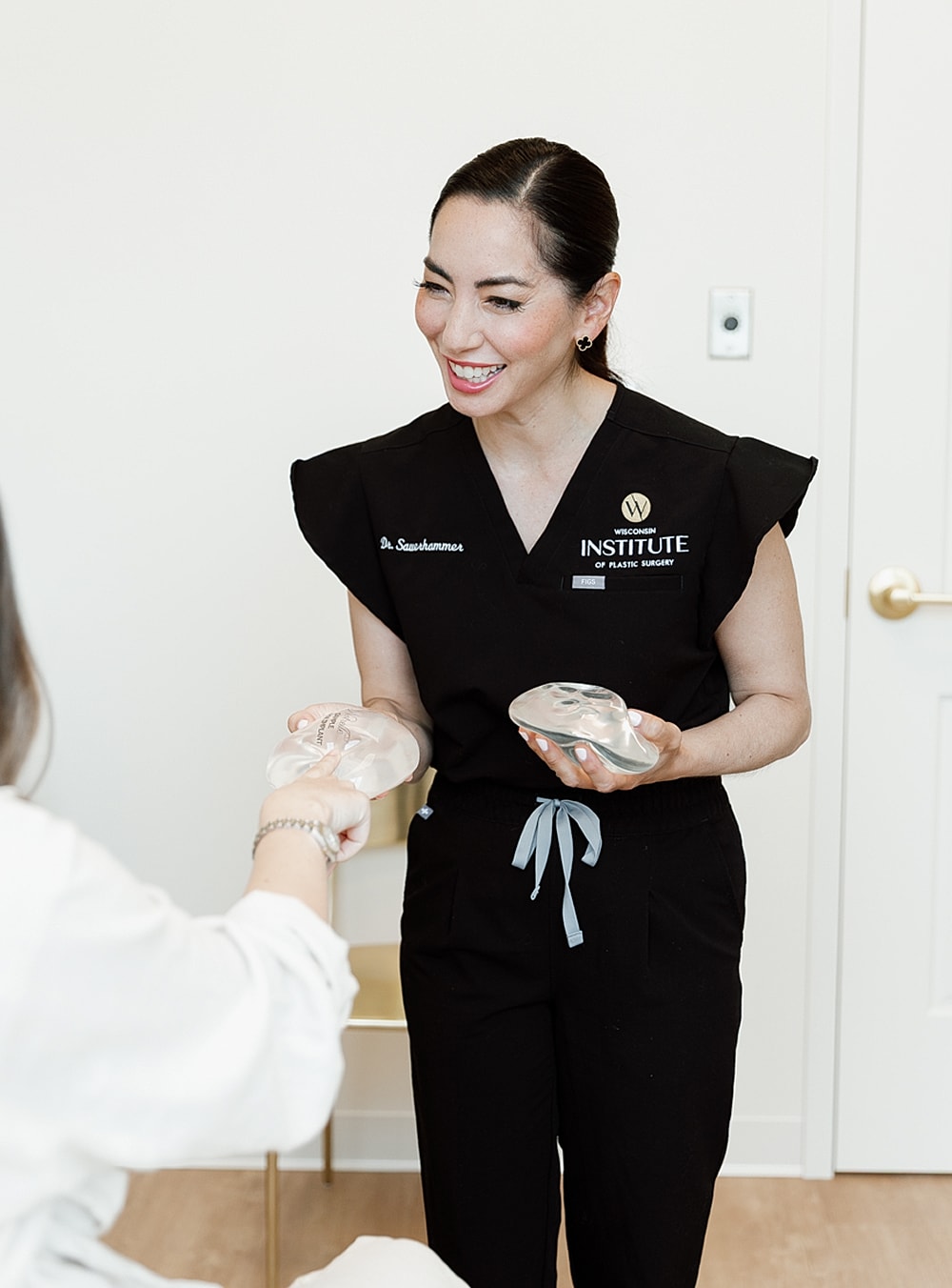 Consultation about breast implants with a doctor.