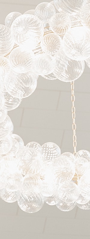 Elegant chandelier with glass bubble design.