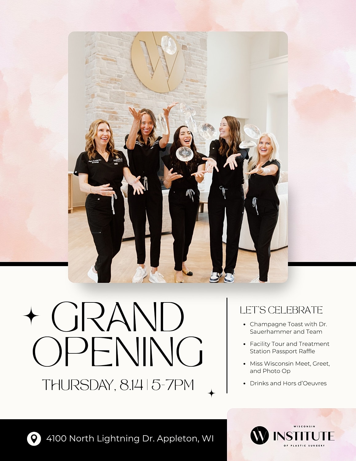 Grand opening celebration with joyful team members.