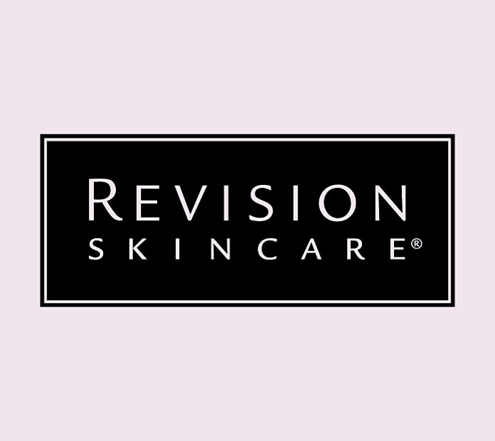 Revision Skincare logo on a pastel background.