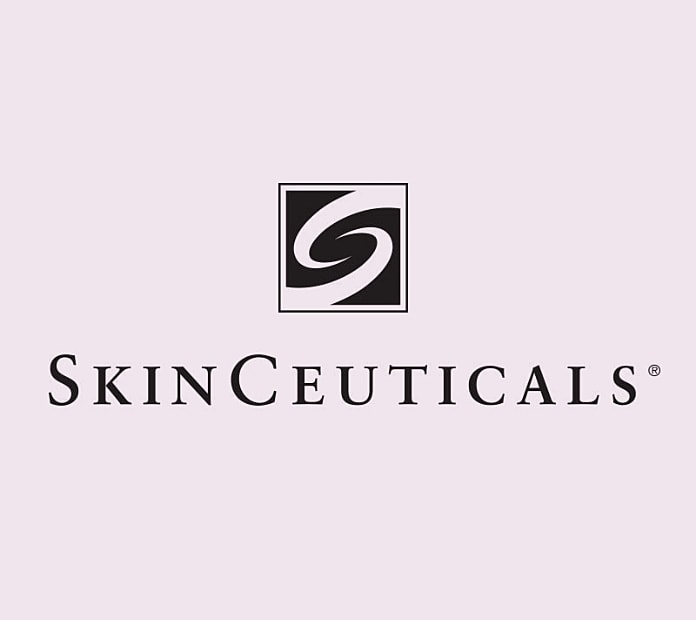 SkinCeuticals logo on a pink background