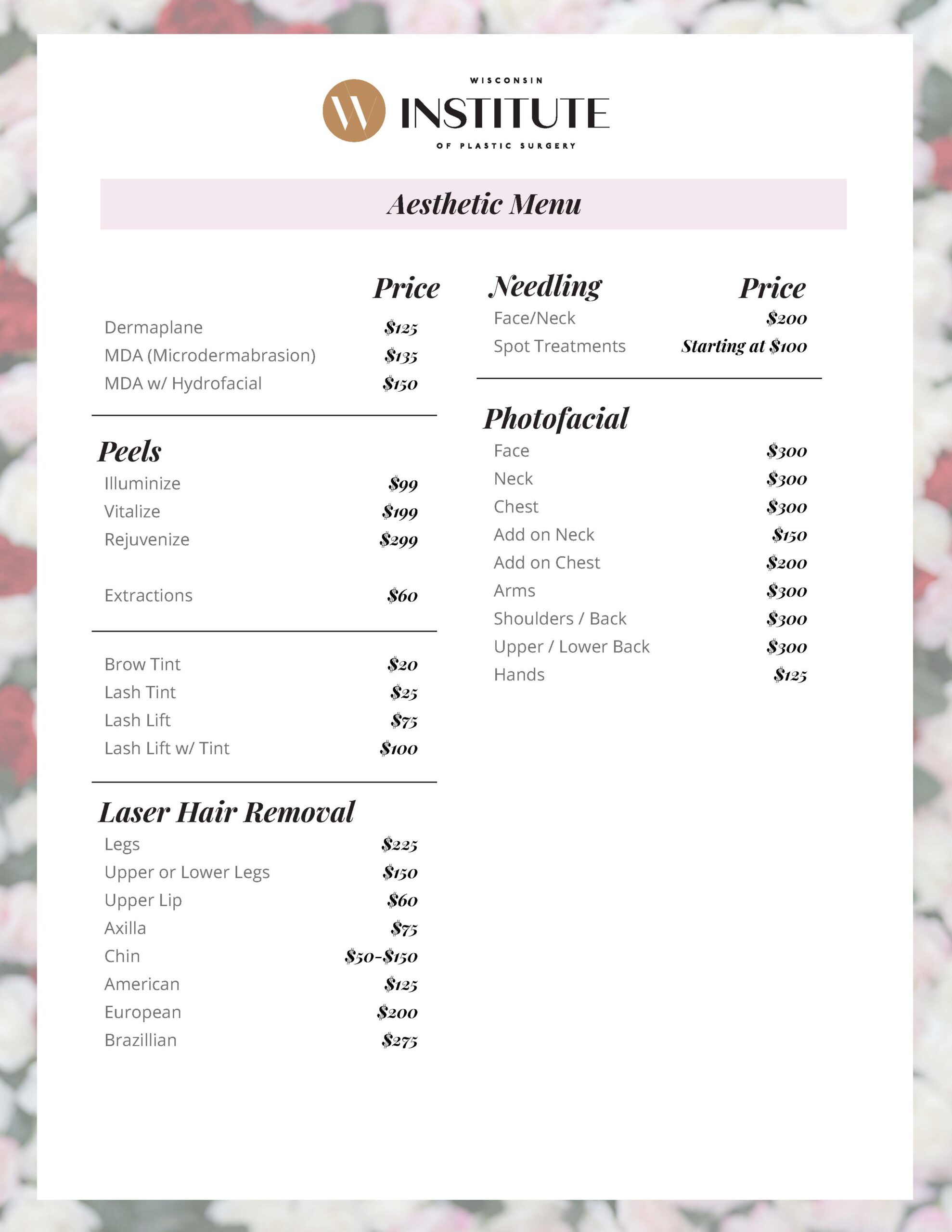Aesthetic Menu