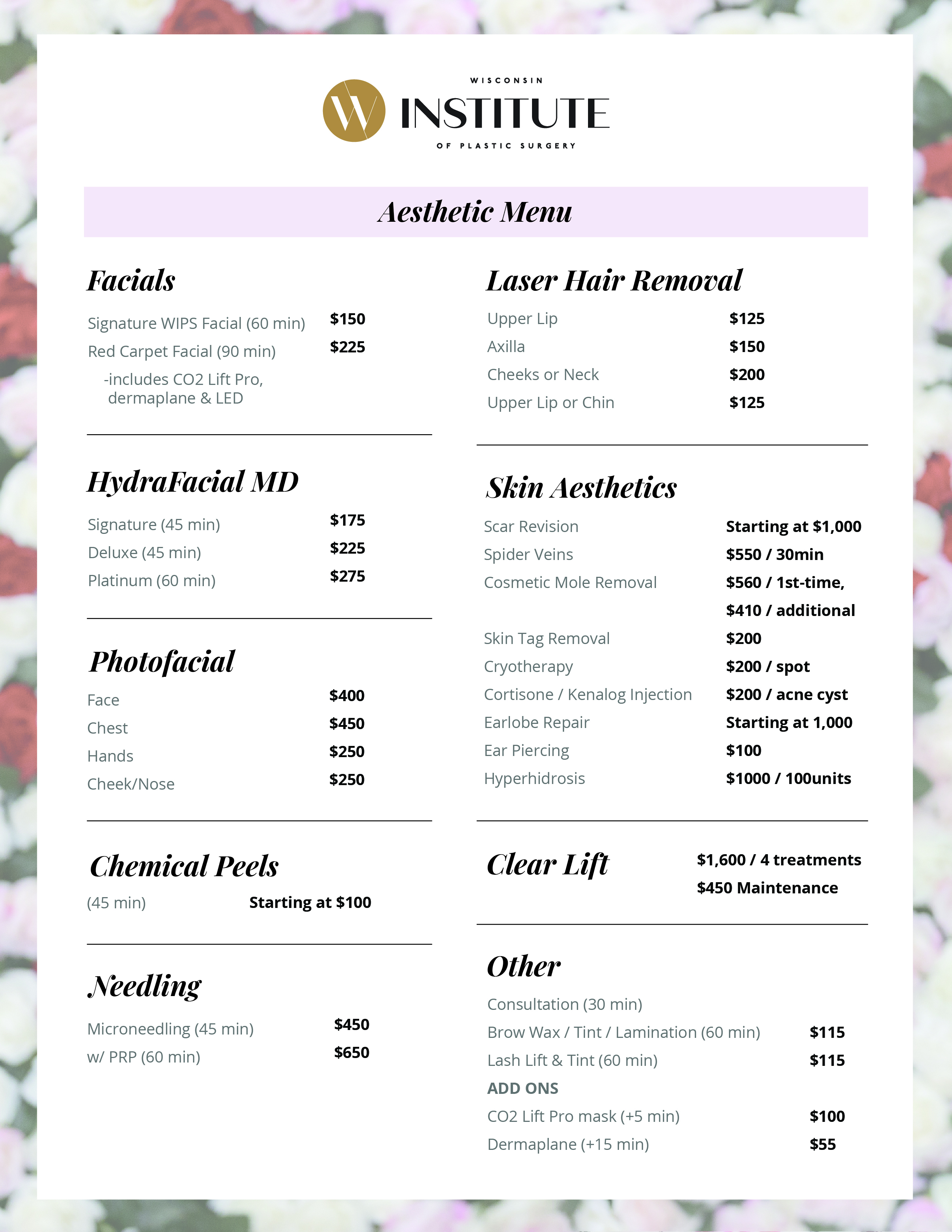 2025 02 WIPS Aesthetic Pricing Sheet july 2025 | Dr Tina Sauerhammer 2025 02 WIPS Aesthetic Pricing Sheet july 2025